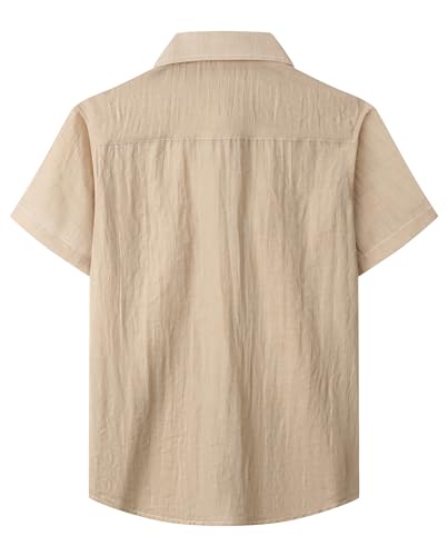 Boys Chambray Button Down Shirt Short Sleeve Summer Casual Cotton Woven Kids Fashion Clothes with Pocket2