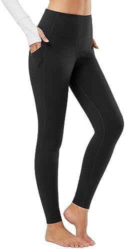 baleaf Women's Fleece Lined Leggings, High Waisted Black M