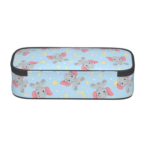 Image of Cute Baby Elephant Large Pencil Case With Zipper Compartments Stationery Pencil Bag For Kids Teens Students School Supplies