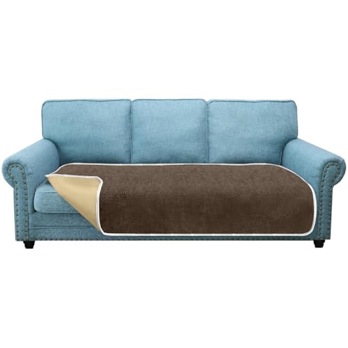 Granbest Fundas de asiento de sofá antideslizantes de 3 plazas, fundas gruesas para sofá, protectores de mascotas, universales para todas las estaciones (3 plazas, gris pardo oscuro)