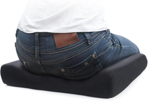 Image of Orthopedic Memory Foam Seat Cushion - Perfect for Office Chair and Wheelchair Seat Pads for Office, Car, Home, Floor Helps in Back Pain Relief with Mesh Cover (18 inchx18 inchx3 inch Inch) Pack of 1