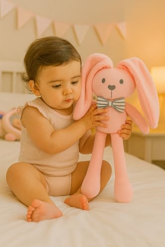 Baby Security Blanket Lovey with Long Legs - Soft Plush Snuggle - Baby Comfort Object - Newborn Essential (Pink)4