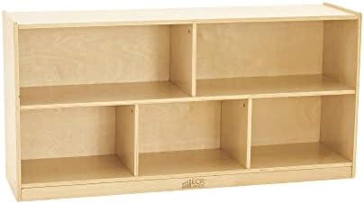 ECR4Kids Birch 5-Section School Classroom Wood Storage Cabinet w/Casters, 24" H Educational_Supplies, High, Natural