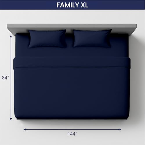 Image of SGI bedding 144 inch W x 84 inch L 4Pc Family XL Sheet Set 100% Egyptian Cotton - 600 Thread Count, Fits 15 inch Deep Pocket - Soft Breathable Oversized Sheets, for Extra Large Beds - Navy Blue