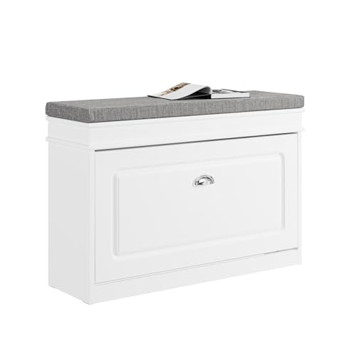 SoBuy Meuble Chaussure Banc d’Entrée - Banc à Chaussures avec Rangement à Abattant et Coussin -...