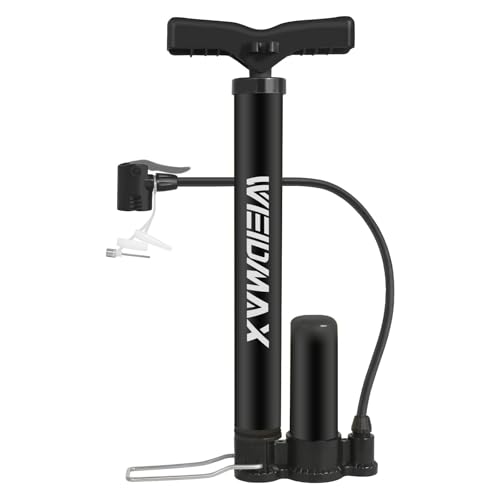 Bike Pump Portable, Bike Tire Inflator, Bicycle Hand Air Pump with Presta and Schrader, Ball Pump Inflator Bicycle Floor Pump Suitable for Baby Stroller Tires, Balls, Road and Mountain Bikesï¼ŒBlack