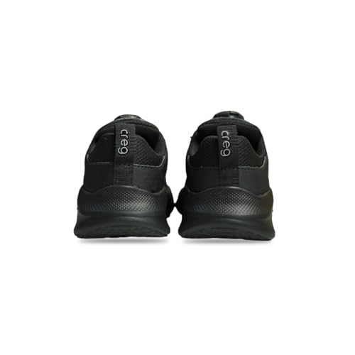 Image of CREG Kids Black School Shoes with Rotary Dial Closure | Lightweight Comfortable Running Shoes for Boys & Girls | Anti-Slip Sole Walking