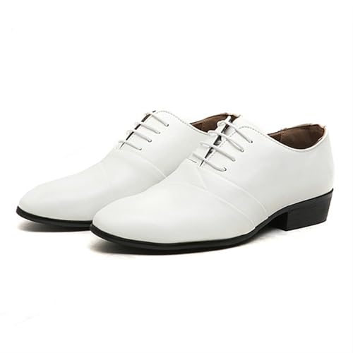Oxford Shoes for Men Men's Leather Dress Shoes Classic Lace-Up Pointed Toe Flat White Shoes for Formal and Casual Wear3