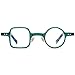 ICARA Unique One Square One Round Retro Reading Glasses for Women Men Irregular Eyewear (green, 2)