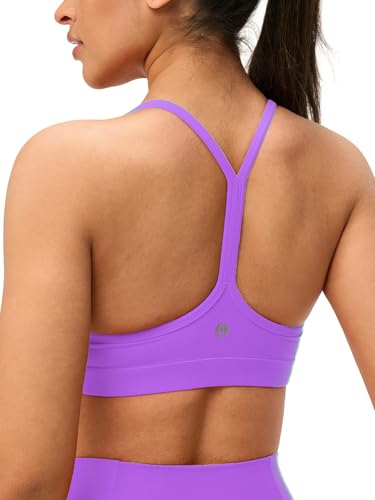 Image of Womens Y Back Padded Sports Bra Strappy U Neck Butter Soft Low Impact Workout Bras Yoga Pilates Walking