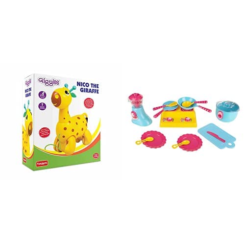 Image of Giggles Kid Nico The Giraffe, Yellow & 9785500 Kitchen Set Deluxe, Multi Color