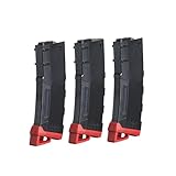Lancer Tactical Airsoft M4 M16 Series Polymer 130 Round Transparent Window High Speed Mid-Cap Airsoft Magazine -Pack of Three (‎Black & Red)