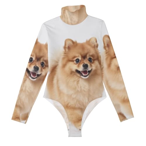 Body de manga larga moldeador y elástico con estampado de pomerania GuoChe