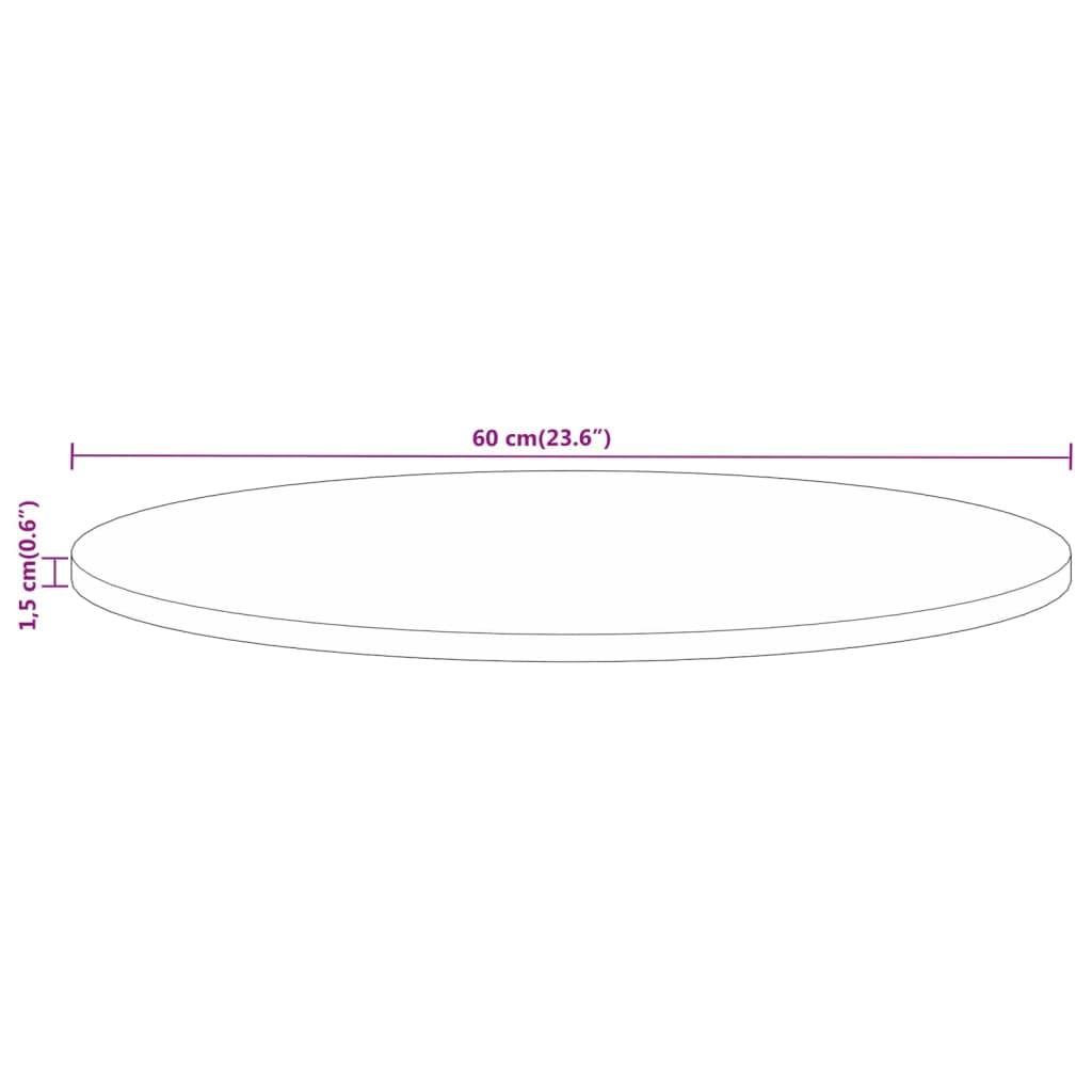 Plateau de table rond en bois de manguier - 60 x 1,5 cm - Naturel rustique - En bois massif - Pour salle à manger, cuisine, extérieur, bistrot et maison - Pour salon, balcon, salle à manger