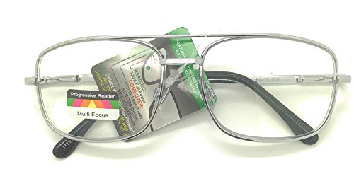 Multi 3 Focus Progressive Reading Glasses Rectangular Metal Frame