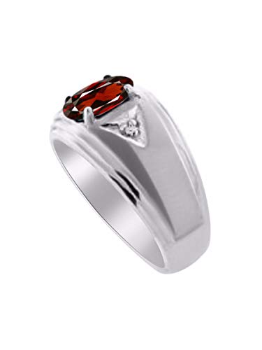 Image of Rylos Men's Rings Classic Design 8X6MM Oval Gemstone & Sparkling Diamond Ring - Color Stone Birthstone Rings for Men, Sterling Silver Rings in Sizes 8-13. Elevate Your Style with Timeless Elegance!
