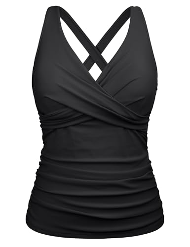 Firpearl Damen-Tankini-Top mit Bügel, gedrehter V-Ausschnitt,...