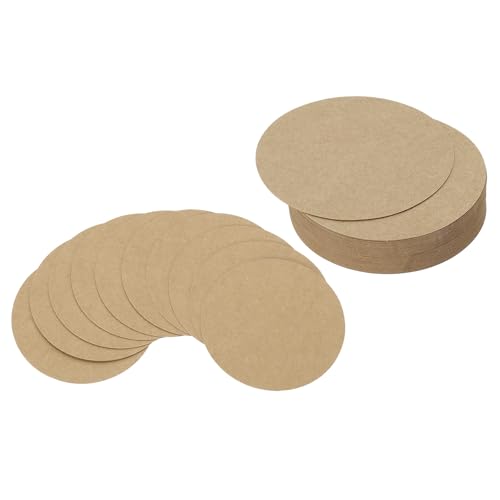 PATIKIL 4inch Cercle Carton, 50Pcs Forme Ronde Découpages Papier Épais Carton Sous-Verre Pour Projets DIY Décoration Salle De Classe, Couleur Kraft