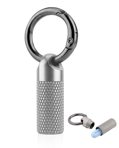 KCFEV Titanium Keychain Pill Holder Waterproof Small Pill Case for 2-3 Emergency Nitro Pills Portable Metal Pill Organizer Container with Key Ring Travel Pill Box for Purse (Tiny/Small/Large)