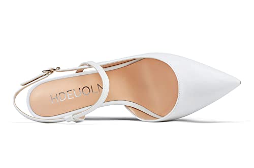 HDEUOLM Women Mid Heels Ankle Strap Slingback Pumps Kitten Heel Sandals Basic Closed Toe Plus Size Shoes4
