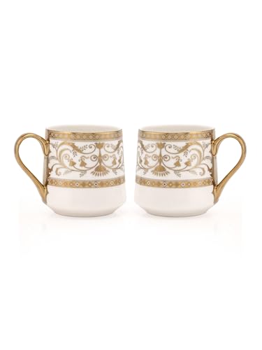 Image of Clay Craft Fine Ceramic Gold Printed Coffee /Tea Cups Set of 6-200 ml Each, Ceramic Tea Mugs, Tea Cup Set of 6, Mugs for Coffee, Cups Set of 6, Mug Set, Ideal for Gifting, Perfect for Home and Office
