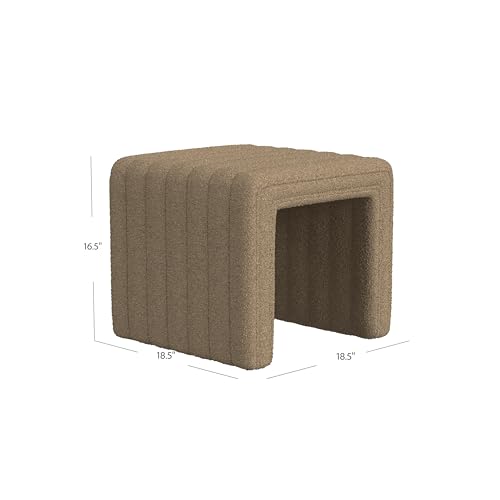 Image of HomePop 19 inch Modern Channel Tufted Ottoman - Brown Boucle