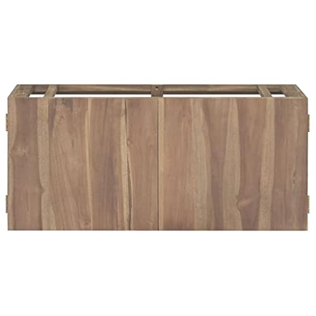 YAFF Wall-Mounted Bathroom Cabinet 35.4x15.4x15.7 Solid Wood Teak(Brown)