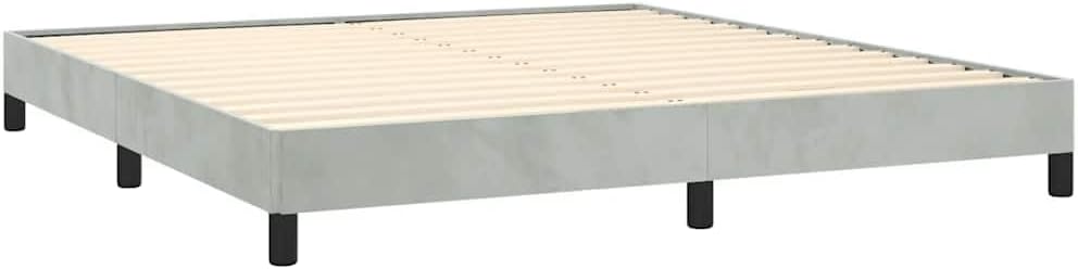 King Bed Frame Light Grey Velvet Fabric with Sturdy Plywood and Engineered Wood, Platform Foundation for Bedroom Mattress Support, Modern Minimalist Design, Easy Assembly