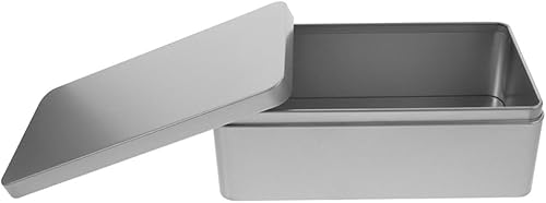 Miniatura 4 de Recipientes de lata vacíos Caja de latas de metal vacías con tapa de hojalata rectangulares plateadas, recipientes de almacenamiento rectangulares