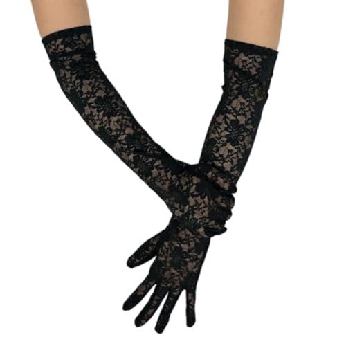 2pcs Stylish Long Arm Gloves Breathable Lace Gloves Stretchy Polyester Gloves for Fashion Occasion