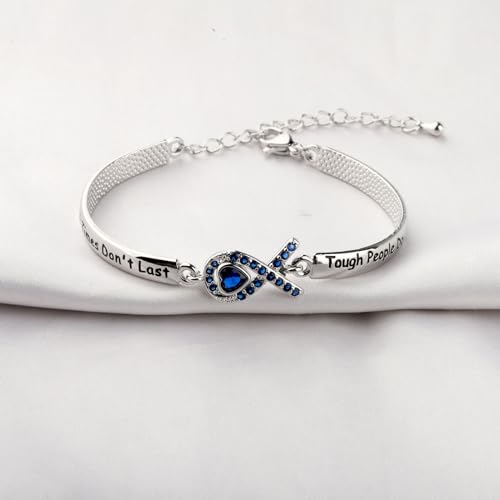 CENWA Blue Ribbon Awareness Charm Colon Cancer Fighter Bracelet Tough Times Don’t Last Bracelet Gift for Cancer Survivor3