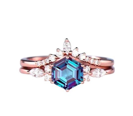 1ct-Hexagon-Cut-alexandrite-Engagement-Ring-Set-For-Women-Mosiaanite-Crystal-Bridal-Ring-Set-Wedding-Ring-for-Her