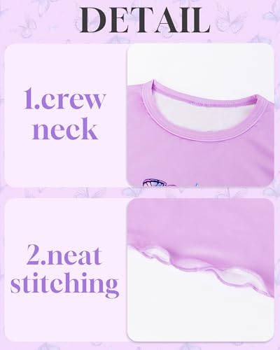 Girls Long Sleeve Ruffle T-Shirts, Basic Crewneck Everyday Tops, Soft Print Tee for Kids 3-8Y4