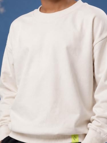 Image of KiddoPanti Boys Solid Round Neck Full Sleeve Fleece Sweatshirt | 60% Cotton 40% Polyester | Soft Warm Winter Pullover | Ribbed Cuffs & Hem | Casual Winter Sweatshirt for Kids