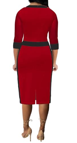 Image of Xinlees Women's Bodycon Pencil Dress Sexy Short Ruffles Sleeve Clubwear Basic Fitted Outfits Casual Midi Dresses