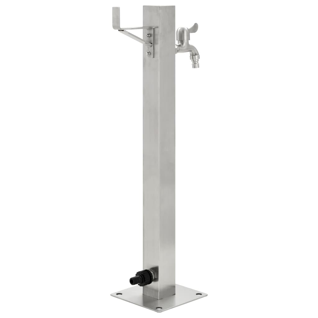 vidaXL Columna Agua para Jardín Acero Inoxidable Cuadrada 65 cm Fuente Patio