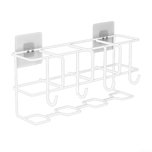 Porte-parapluie pour montage mural, organiseur en métal conçu pour stocker plusieurs parapluies et accessoires pour la maison, l'entrée et le bureau, économe en espace (blanc)