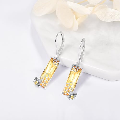 AENEAS Bee/Cardinal/Mushroom Earrings Dangle Drop Leverback Sterling Silver Crystal Earrings Women Nature Jewelry Hoop Dangly Earrings for Birthday Christmas3