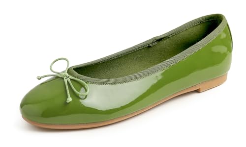 Feversole Women's Macaroon Colorful Ballerines Macaroon Colorful Memory Foam Cushion Insock Patent pour Femmes Laque Vert émeraude 39 EU