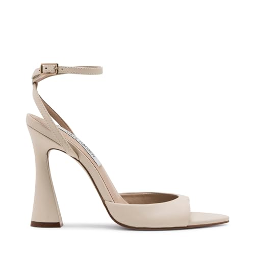 Steve Madden Women's Beki Heeled Sandal, Bone Leather, 11