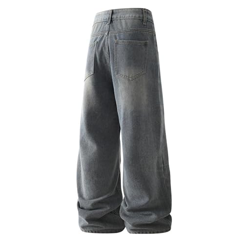 Genérico Pantalones Vaqueros de Tiro Recto 2024 Diseño Moderno con Detalles en Perforaciones para un Estilo Casual y Actual (Blue, M)