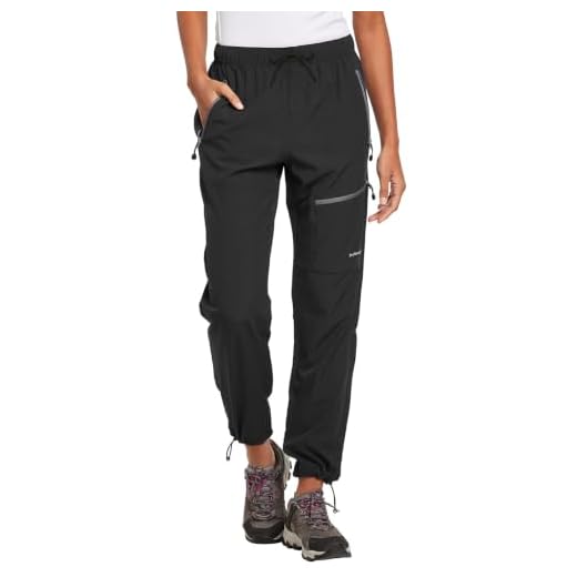 baleaf Women's Hiking Pants Quick Dry Water Resistant Lightweight Joggers Pant for All Seasons Elastic Waist Black Size S