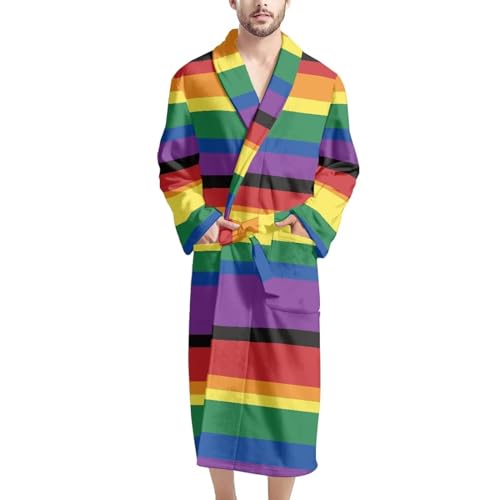 HUGS IDEA Mens Big and Tall Bathrobes with Shawl Collar Warm Nighgown Sleepwear