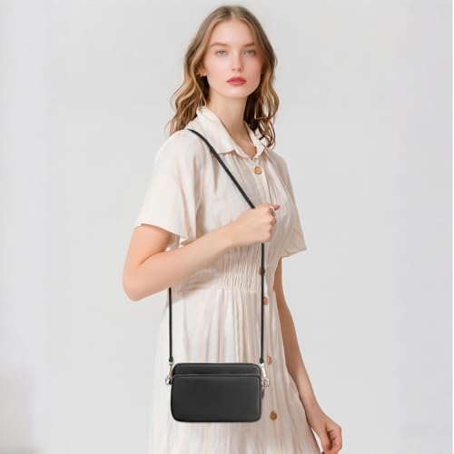 WITERY Multi Zipper Crossbody Bags for Women - Waterproof Mini Nylon Travel Shoulder Bag Cell Phone Purse Pouch with Strap2