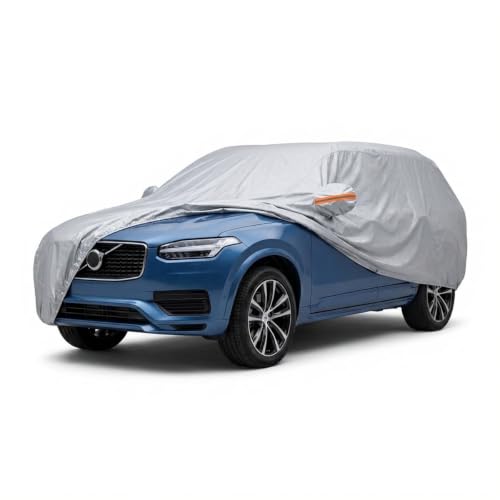 Image of myTVS 100% Waterproof Car Body Cover for Volvo XC90 - Custom-Fit, Double-Layer, UV & Dust Proof, Mirror Pockets & Elastic Clip Lock (CSK 12)