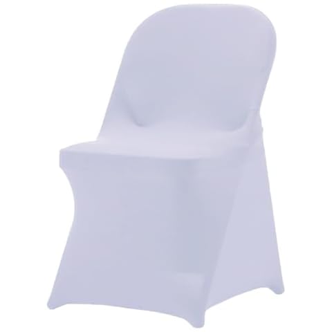SINSSOWL Stretch Spandex White Folding Chair Covers 10 Pack Elastic Seat Covers Fitted Chair Protection Slipcover for Wedding Party Banquet Events Decorations Cover