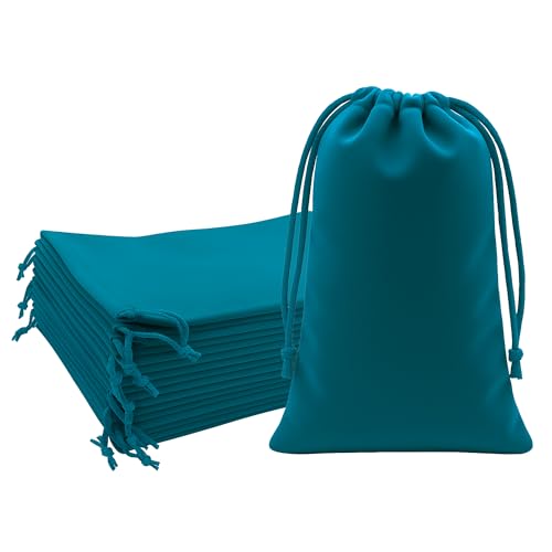 Mandala Crafts 5x7 Teal Velvet Drawstring Bags for Jewelry Gifts Favors