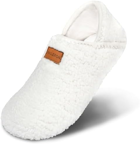 House Slippers for Women Soft-Lightweight House Shoes Men's Furry Slippers Socks with Rubber Sole for Indoor Outdoor Use