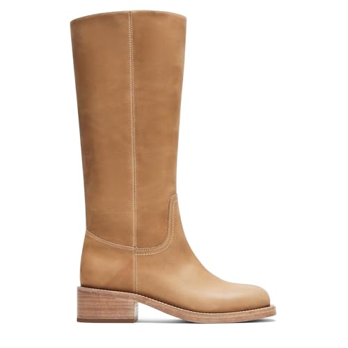 femflame Black Knee High Boots For Women Chunky Heel Round Toe Womens Riding Boots Platform Winter Boot Mid Calf Tall Shoes