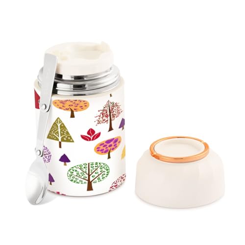 Tarro de comida Trees de 500 ml, termo de acero inoxidable con aislamiento al vacío y cuchara 2